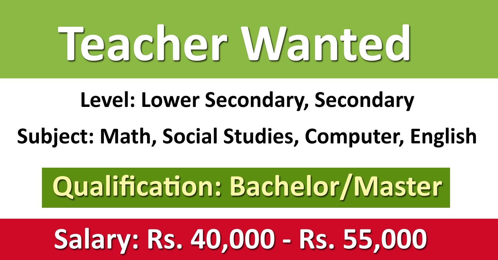 Teacher – Lower Secondary/Secondary (Math, Social Studies, Computer ...