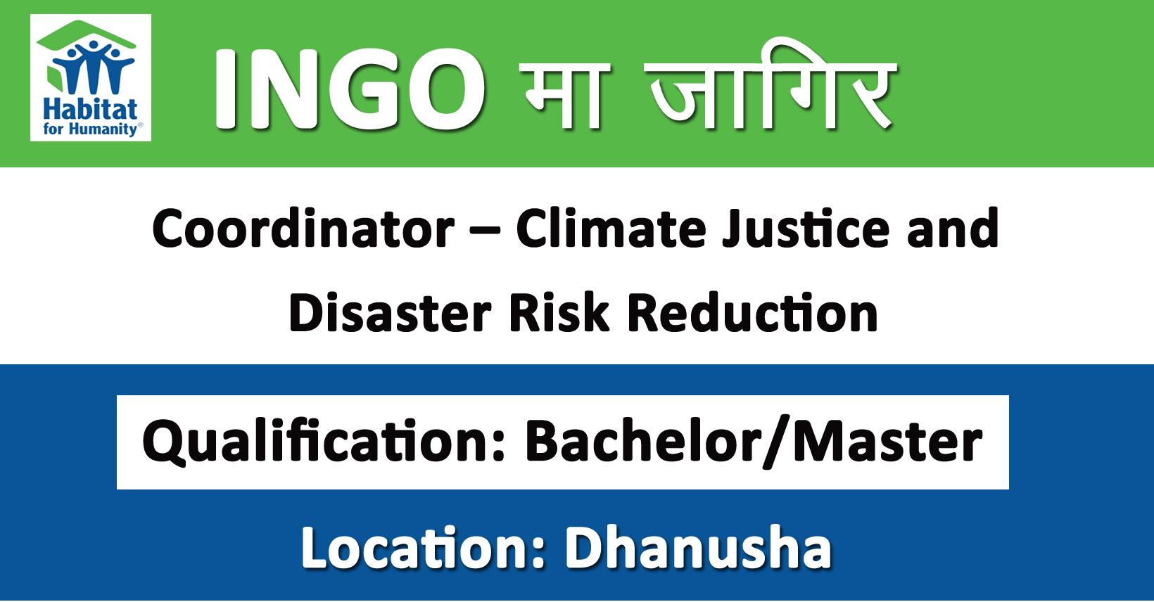 Coordinator Climate Justice and Disaster Risk Reduction Job in