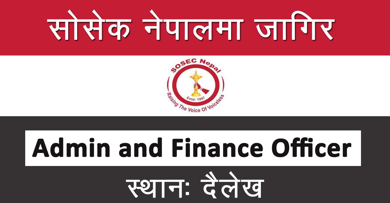 Admin and Finance Officer - Job in Nepal - Social Service Centre (SOSEC ...