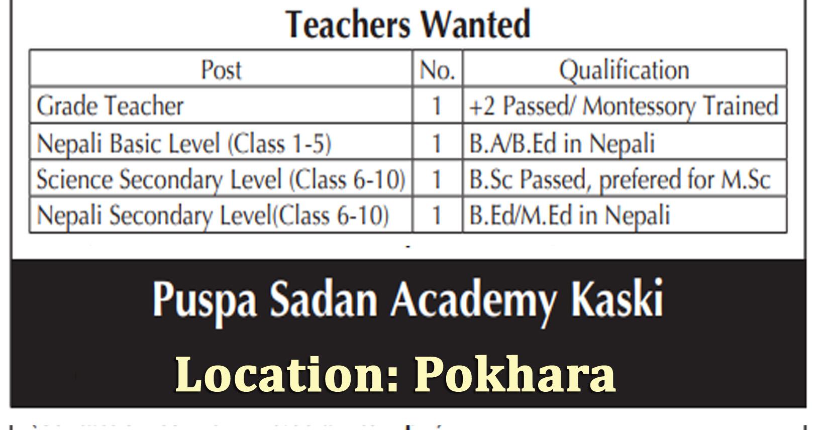 Grade Teacher, Basic Level Nepali Teacher, Secondary Level Teacher ...