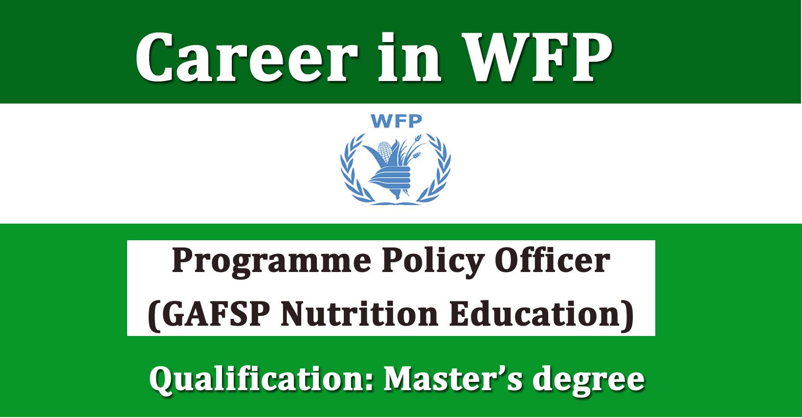 Programme Policy Officer (GAFSP Nutrition Education) - Job in Nepal ...