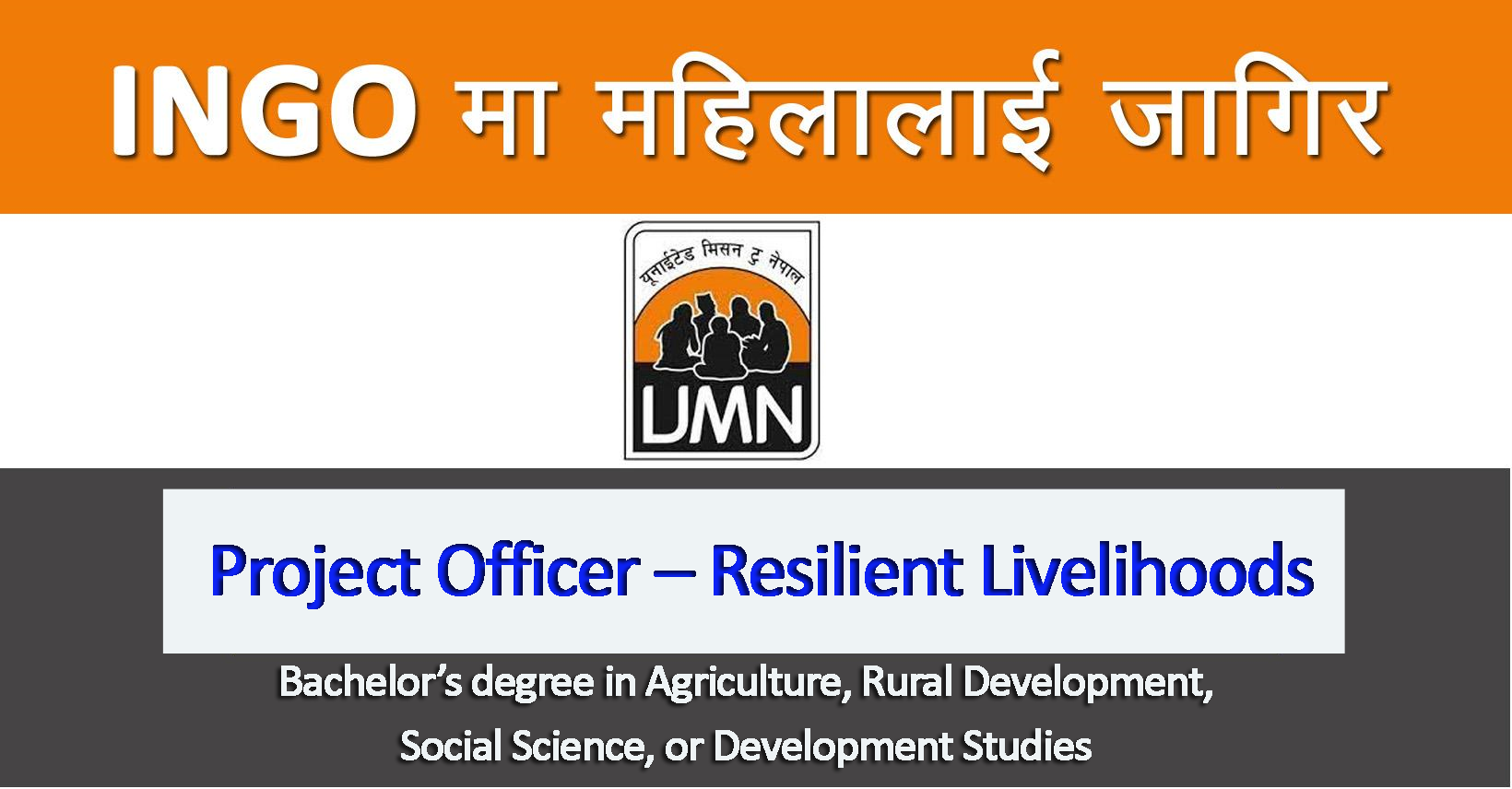 Project Officer – Resilient Livelihoods - Job In Nepal - United Mission ...